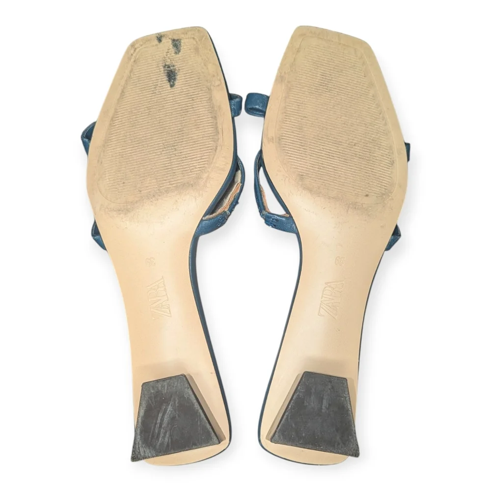 ZARA Block heel Blue Sandals Women's Size 39 (8.5) Summer Wedding Party Spring - Picture 5 of 5